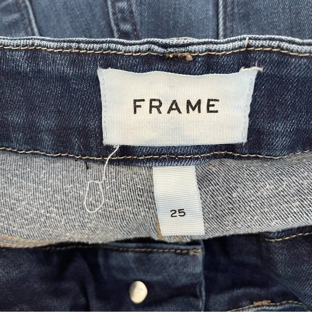 Frame Blue Cotton Blend Le Crop Mini Boot Jeans 37594